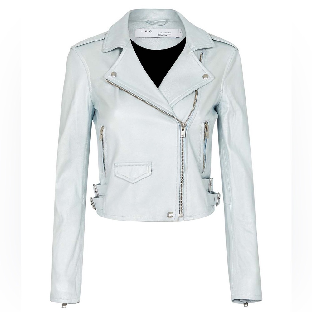 IRO Ashville Jacket/ ice blue leather jacket